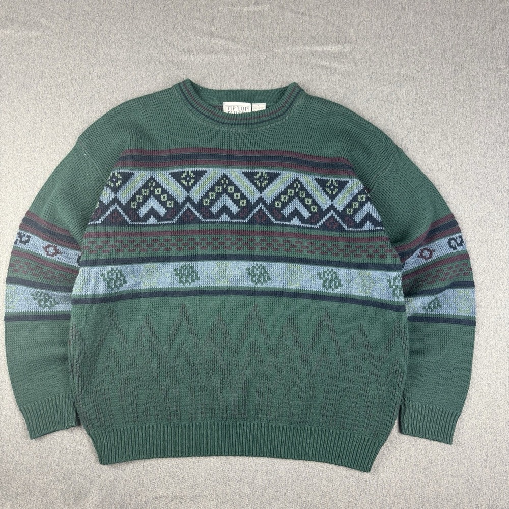 Vintage 90s Tip Top Tailors Knit Sweater Mens Large Multicolor Striped Pullover